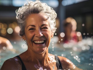 Besonders gelenkschonend: Schwimmen. Unterstützung für einen gesunden Bewegungsapparat können Nahrungsergänzungsmittel mit Kollagen Typ II, Vitaminen, Mineralstoffen und Spurenelementen bieten. Bildquelle: stock.adobe.com / Bentique