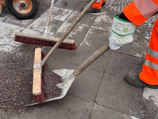 Splittbeseitigung mit Besen und Kehrichtschaufel (HD) © BSR